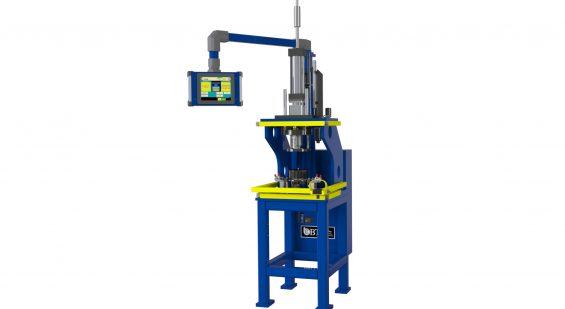 Semi-Automatic HVAC Fan Wheel / Motor Press Station. Capable of Pressing to both a Force and a Distance.